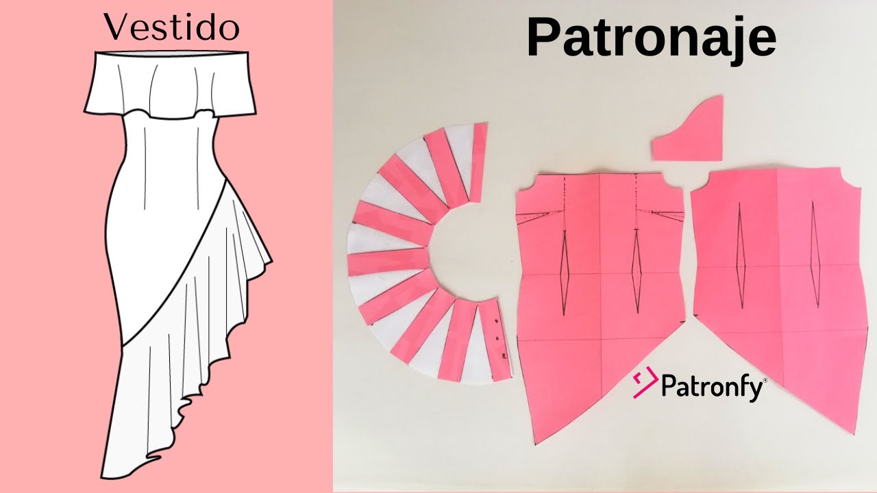 278.- Vestido asimétrico | Vestido con los hombros descubiertos | Vestido con vuelos.