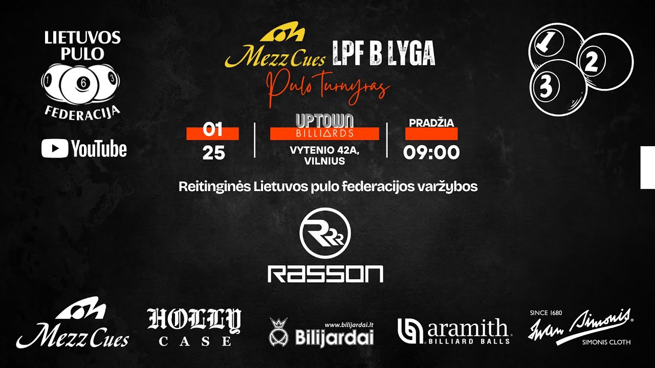 Mezz Cues LPF B Lyga - 1 Etapas - 8 Stalas - Uptown Billiards