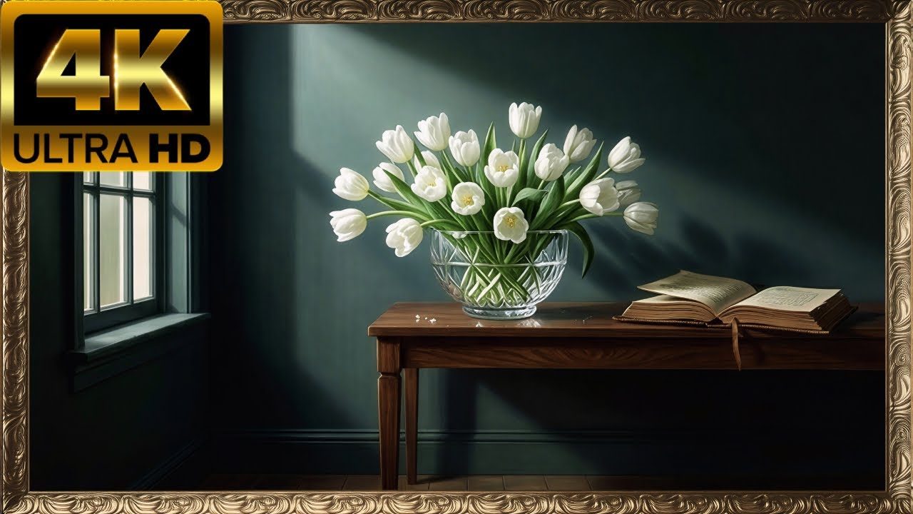 Frame | The Spring Solarium: 4K Silent Vermeer Interior (Moody Still Life)