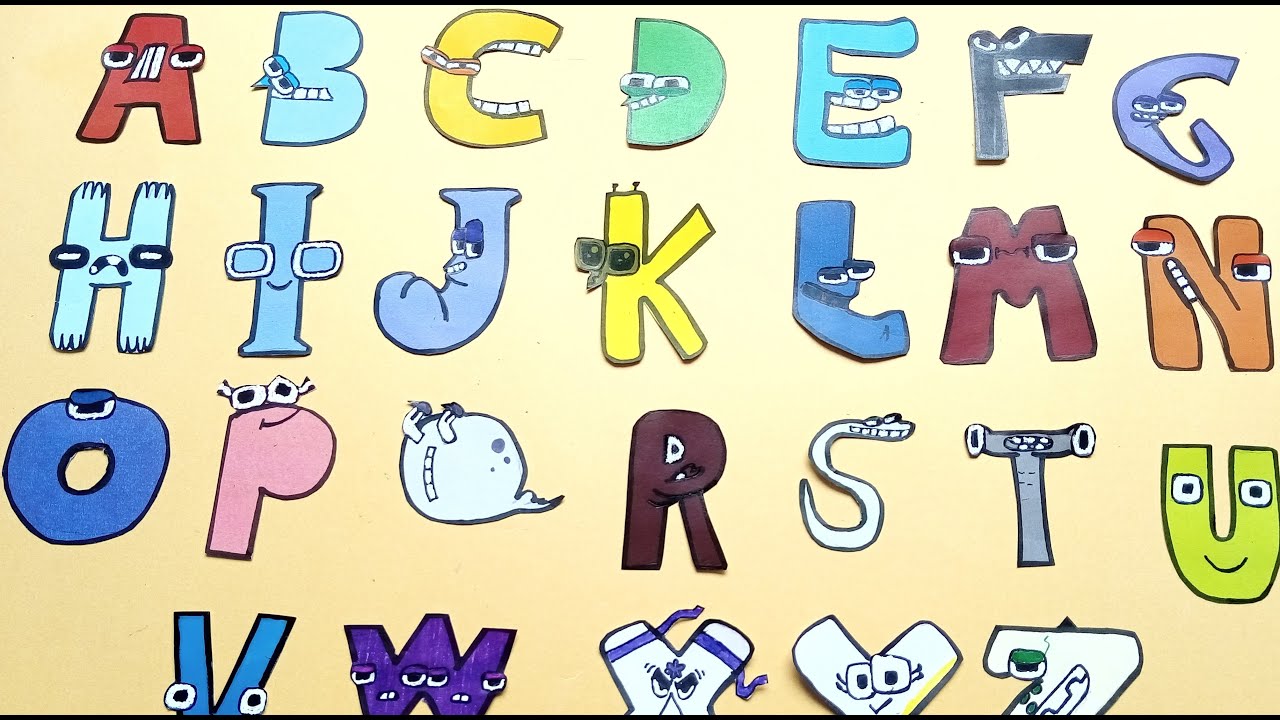 Drawing Alphabet Lore (A-Z),Papers in different colors (cutting). How to draw Alphabet Lore