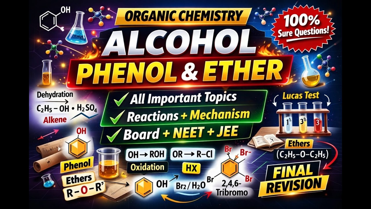 📘 Alcohol, Phenol & Ether — One Shot | Board Revision | NCERT Based Lecture 2