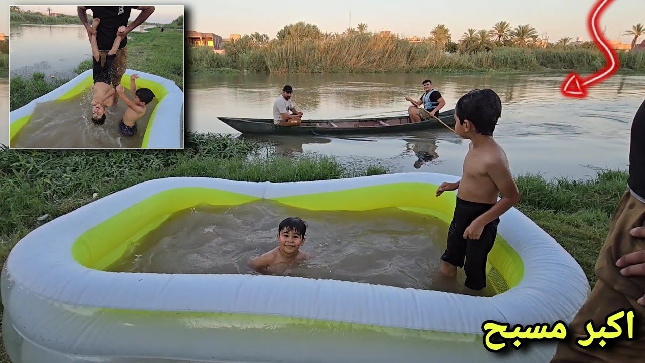 سوينه اكبر مسبح وجبنه ماي من الشط جقجوقة والكوري مايقبلون يطلعون😄😂
