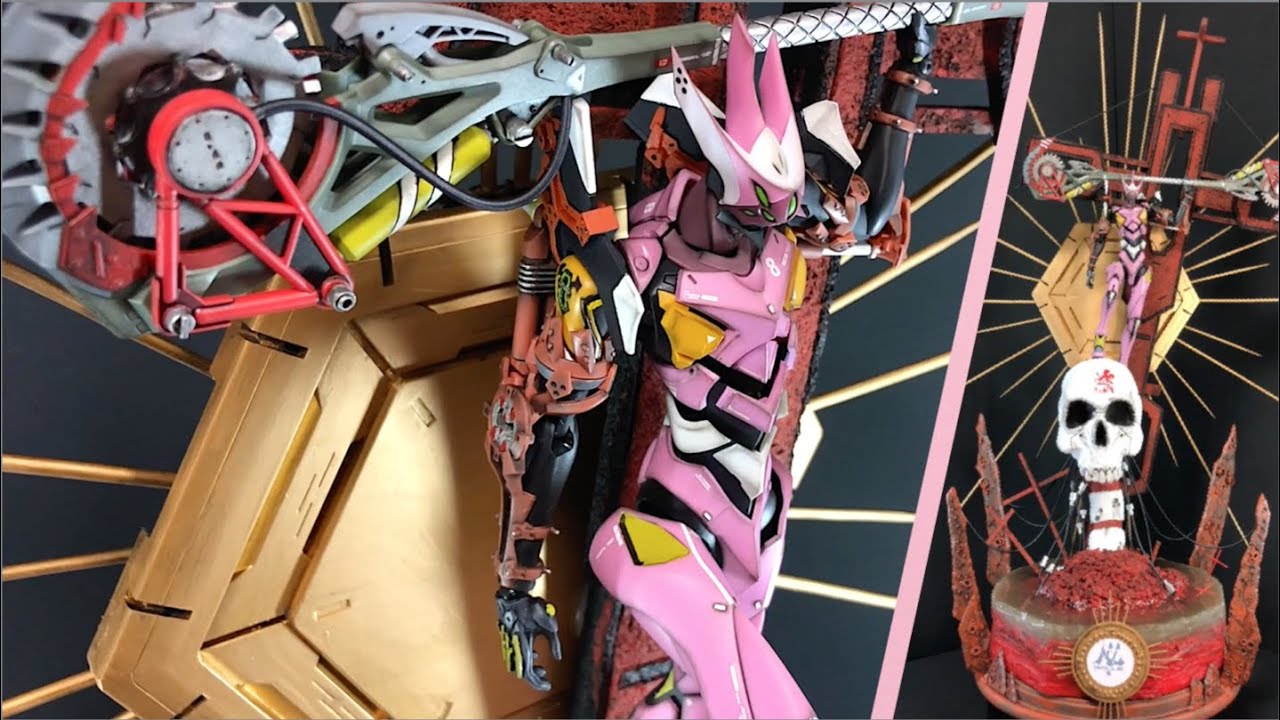【resin art】Made a display base of Evangelion with clay and 100 yen items.