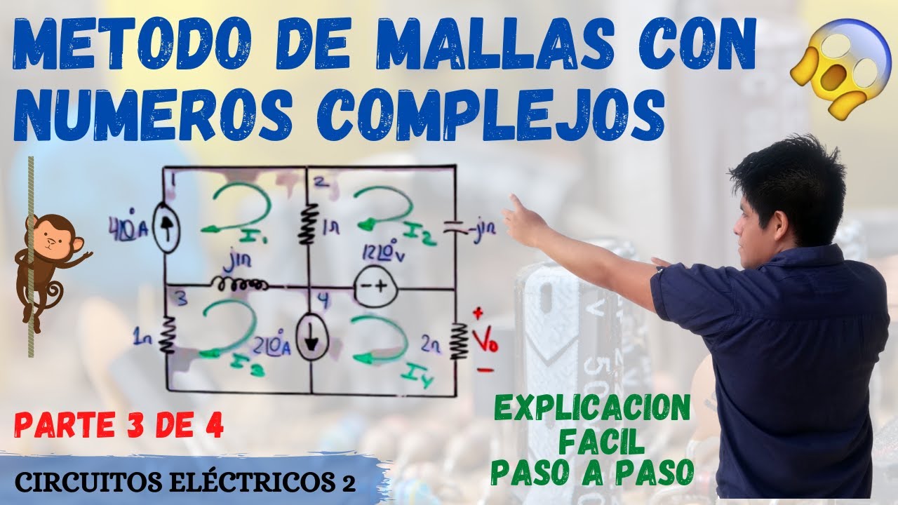 ANALISIS de MALLAS con NUMEROS COMPLEJOS ➤ METODO DE MALLAS en CORRIENTE ALTERNA 💥 [SUPER FACIL]
