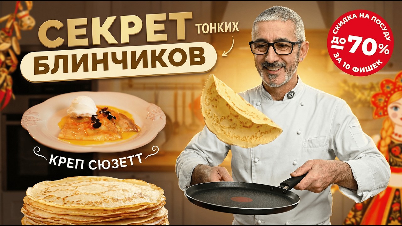 Секрет блинов на Масленицу от шефа Иньяцио Роза 🥞