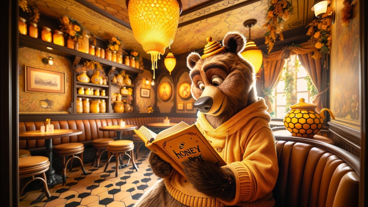 Jazz Relaxing Music & Cozy Bear Coffee Shop Ambience ☕ Jazz Instrumental Music to Work, Study, Relax
