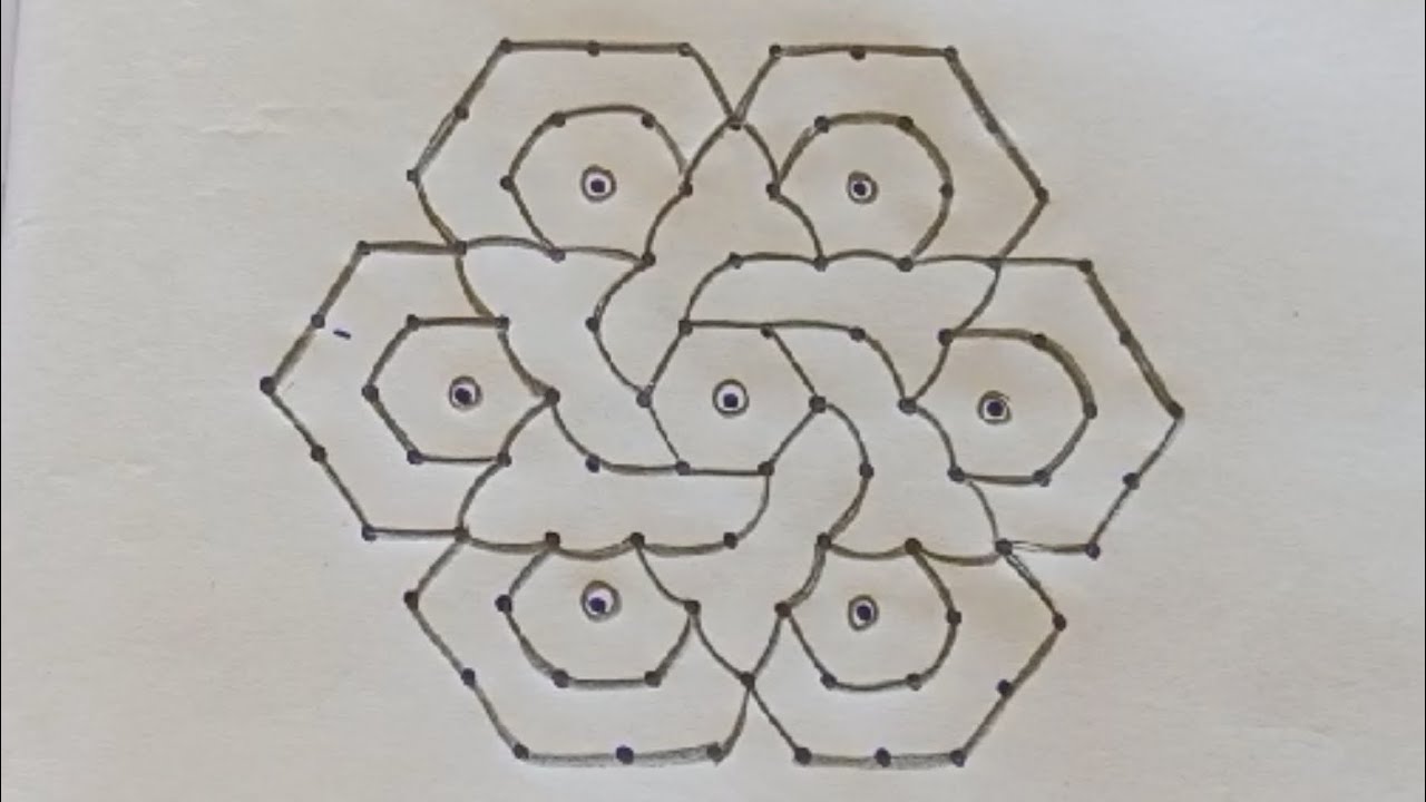 11*6 Dots Kolom | daily outdoor rangoli design for beginners | beautiful rangoli |@RoyalRangoli18