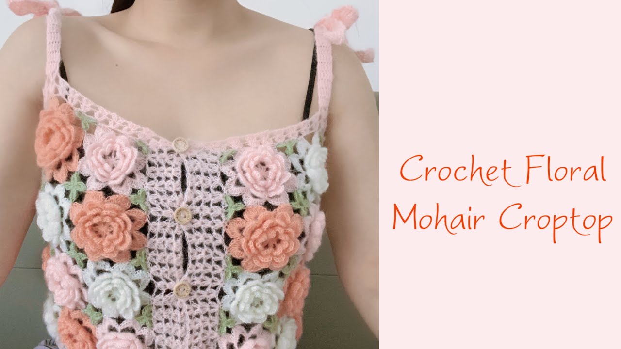 Crochet Floral Mohair Croptop Easily | Crochet Floral Mohair Croptop Easily