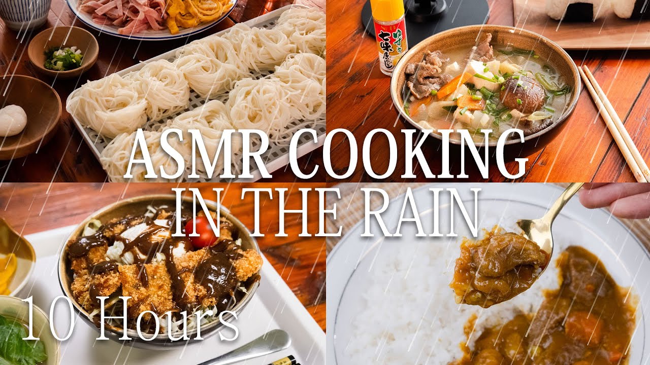 10 HOURS of Relaxing Rain & Japanese Cooking Sounds for Sleep, Study & Calm 🌧️
