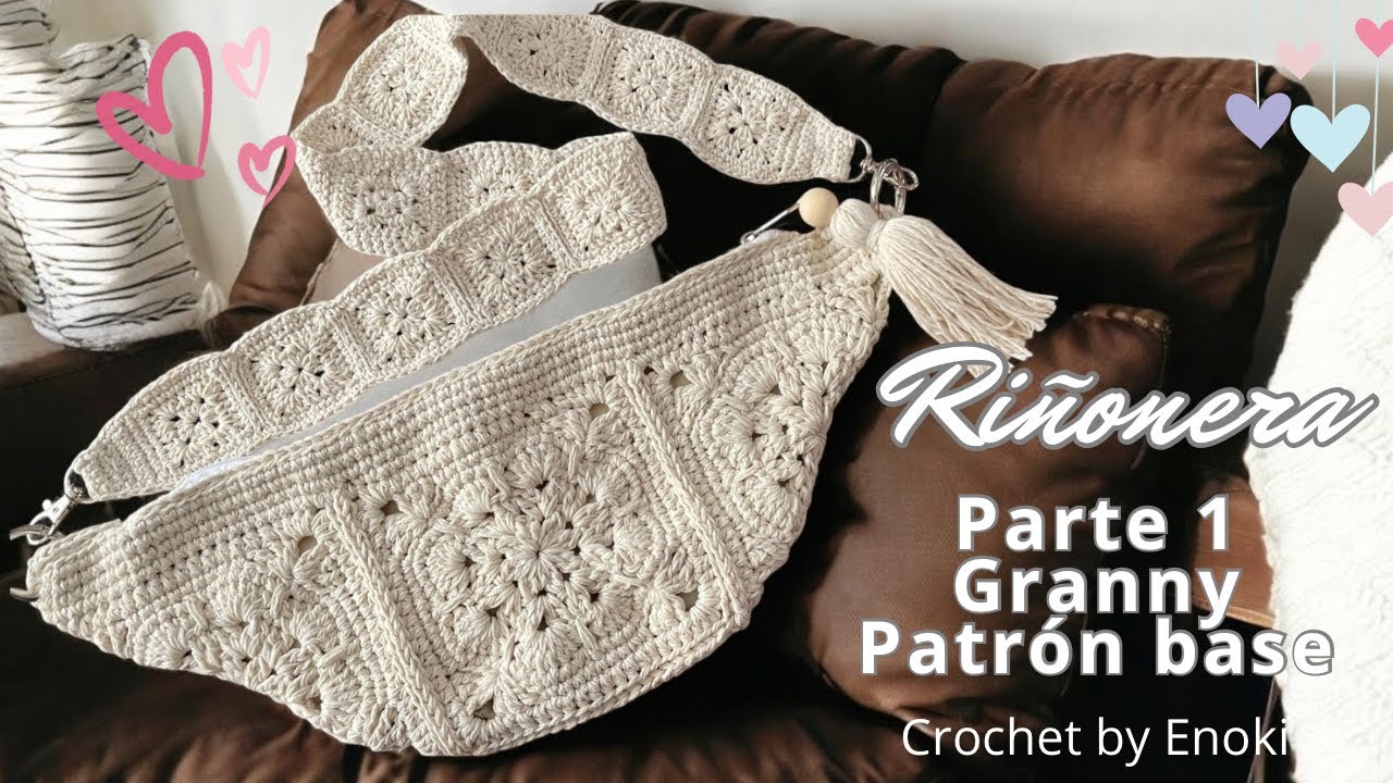 RIÑONERA Cangurera a CROCHET - Parte 1 Granny Flor africana y mini granny square