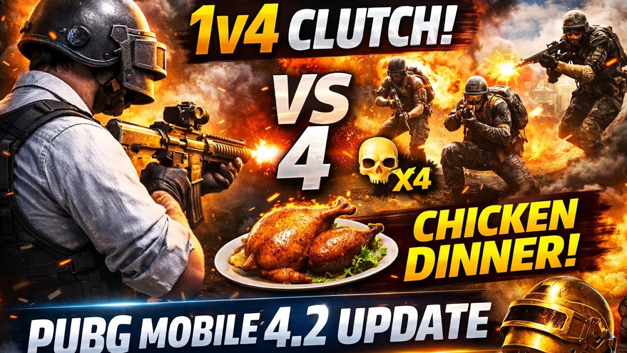 😱 1v4 CLUTCH + CHICKEN DINNER 🐔 | PUBG Mobile 4.2 Update | Insane Gameplay