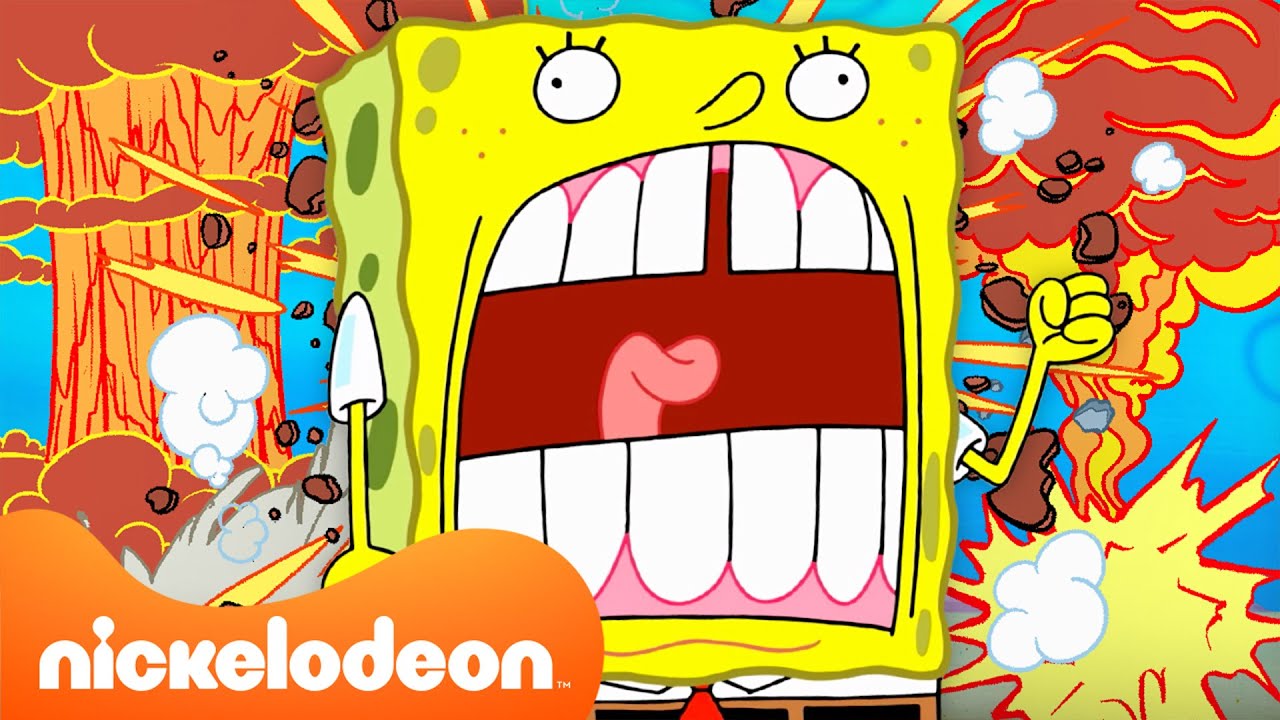 Bob Esponja | Personagens de Bob Esponja EXPLODINDO por 60 Minutos Seguidos 💥 | Nickelodeon
