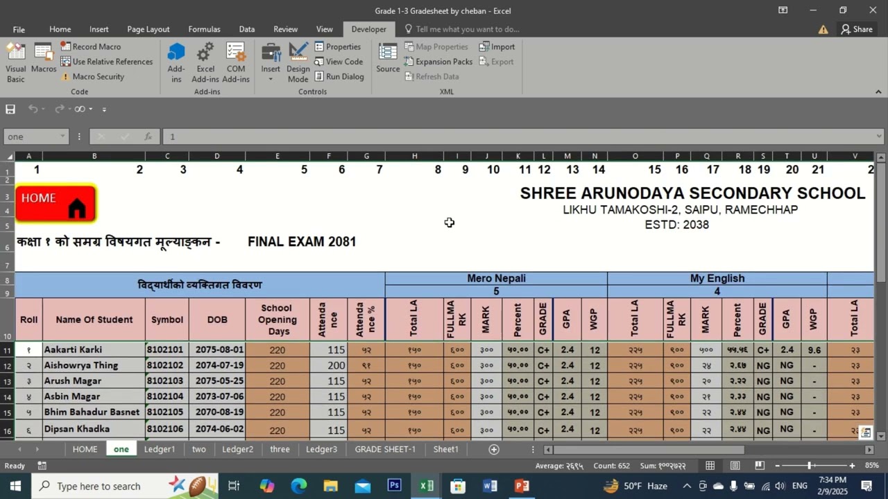 Final Result 1-3 (फाइनल रिजल्टसिट कक्षा १-३ को तयार पार्ने तरिका )