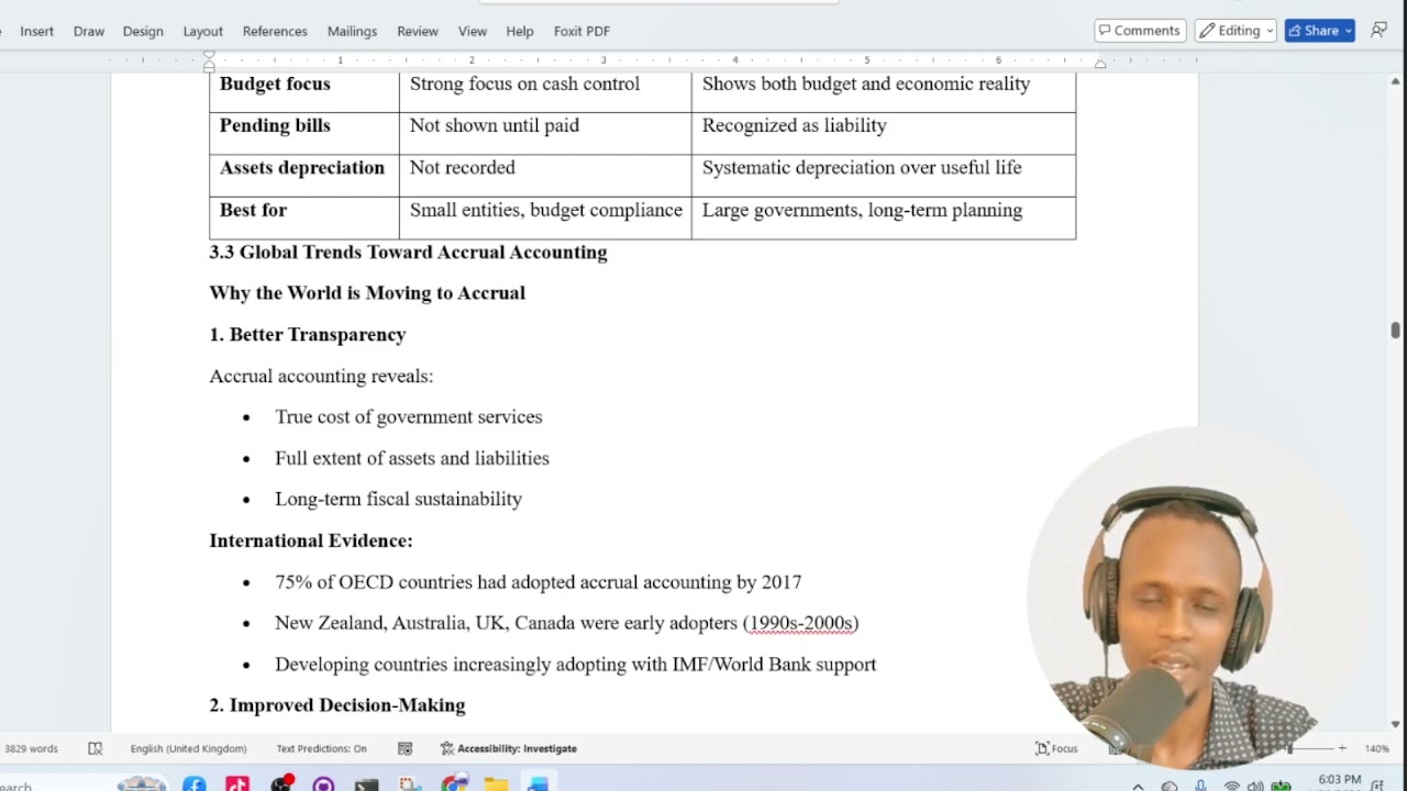 Global and local perspectives: cash vs accrual accounting