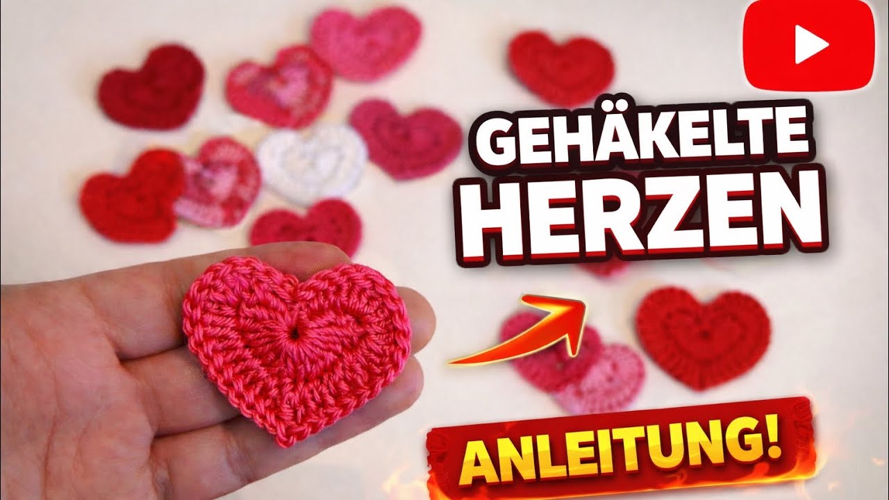 Geh&auml;kelte Herzen einfach selber machen ❤️| Schnelle Anleitung f&uuml;r Anf&auml;nger #h&auml;keln #h&auml;kelmuster