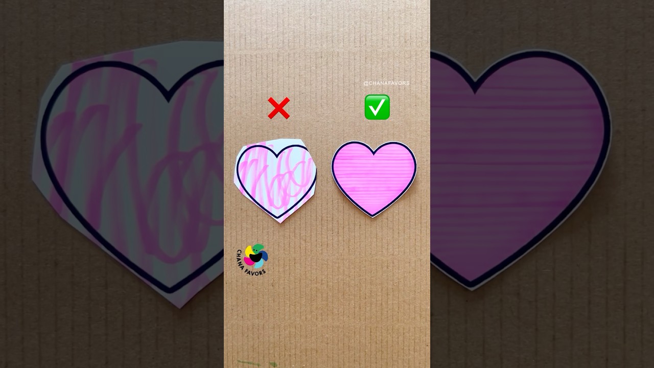 Perfect Cut ✂️ | Pink Heart From Messy to Neat 💖✂️ #chanafavors #coloring #artandcraft #shorts