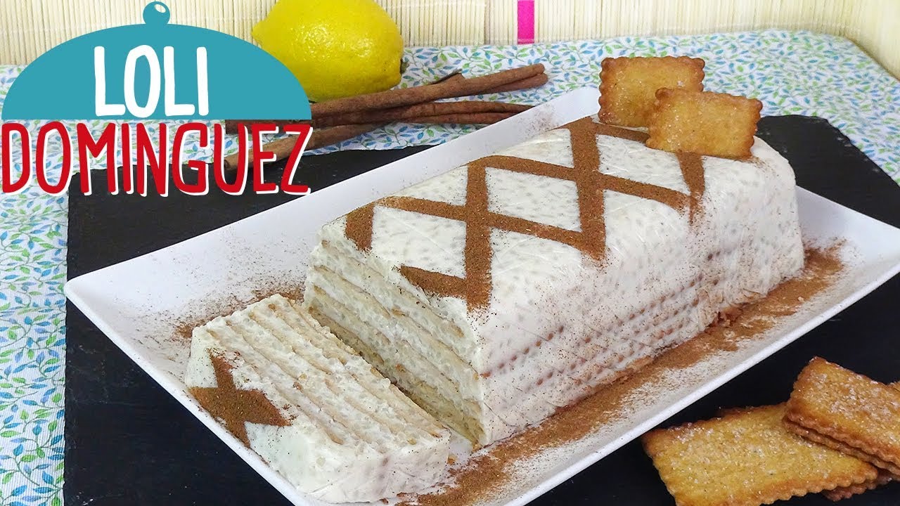 Tarta de arroz con leche y galletas, receta fácil. TARTA SIN HORNO. Paso a paso. Loli Domínguez