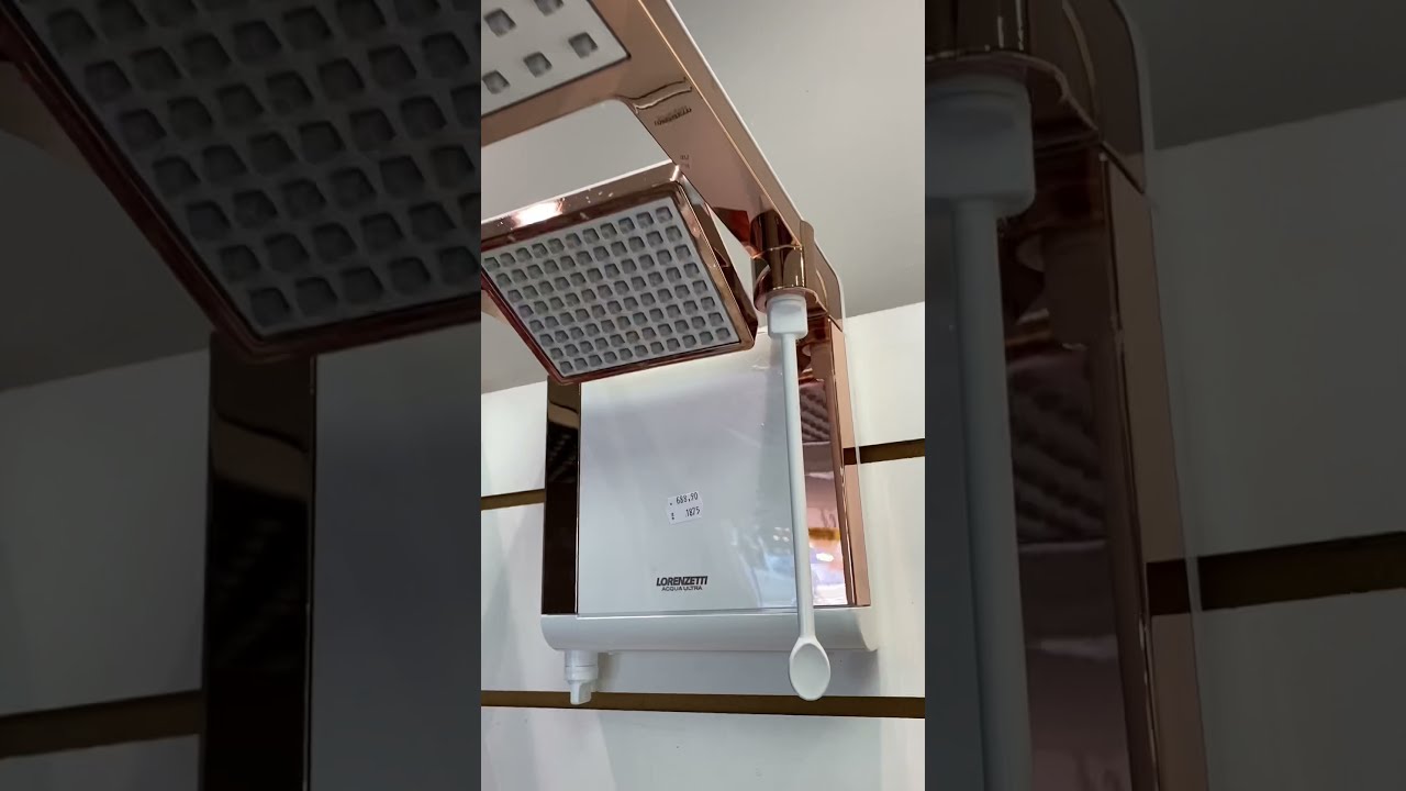 Chuveiro Acqua Duo 220V 7800W, Lorenzetti Branco Com Rose /Preto Com Cromado