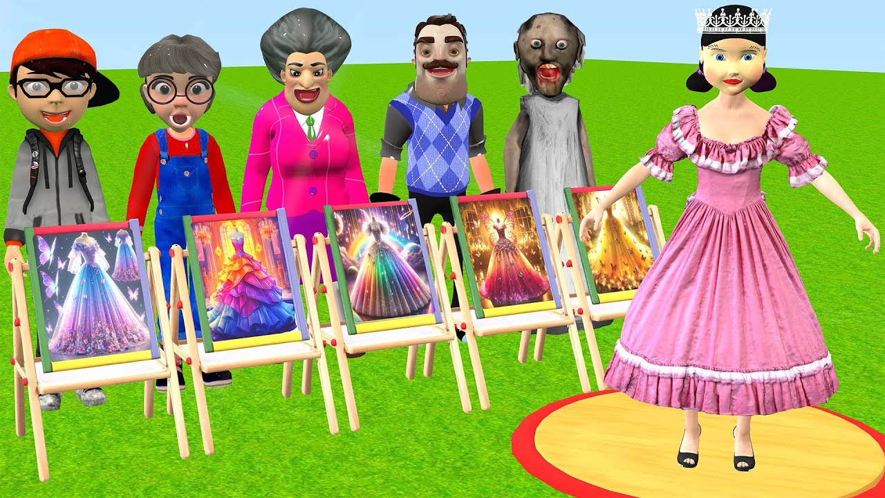 Scary Teacher 3D vs Squid Game Help Doll cute Choose Fashion Wedding Dress 5 Time Challenge!
