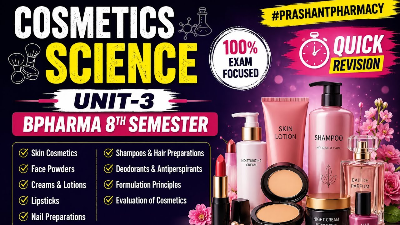 Cosmetic Science | Unit 3 | B.Pharma 8th Semester | Quick Revision #prashantpharmacy