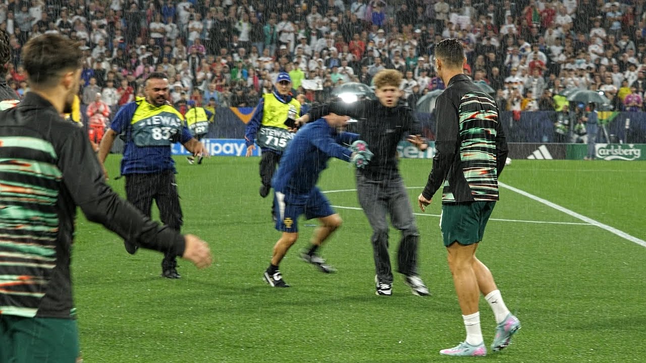 Cristiano Ronaldo attacked by Fan During Warmup (Germany vs Portugal)