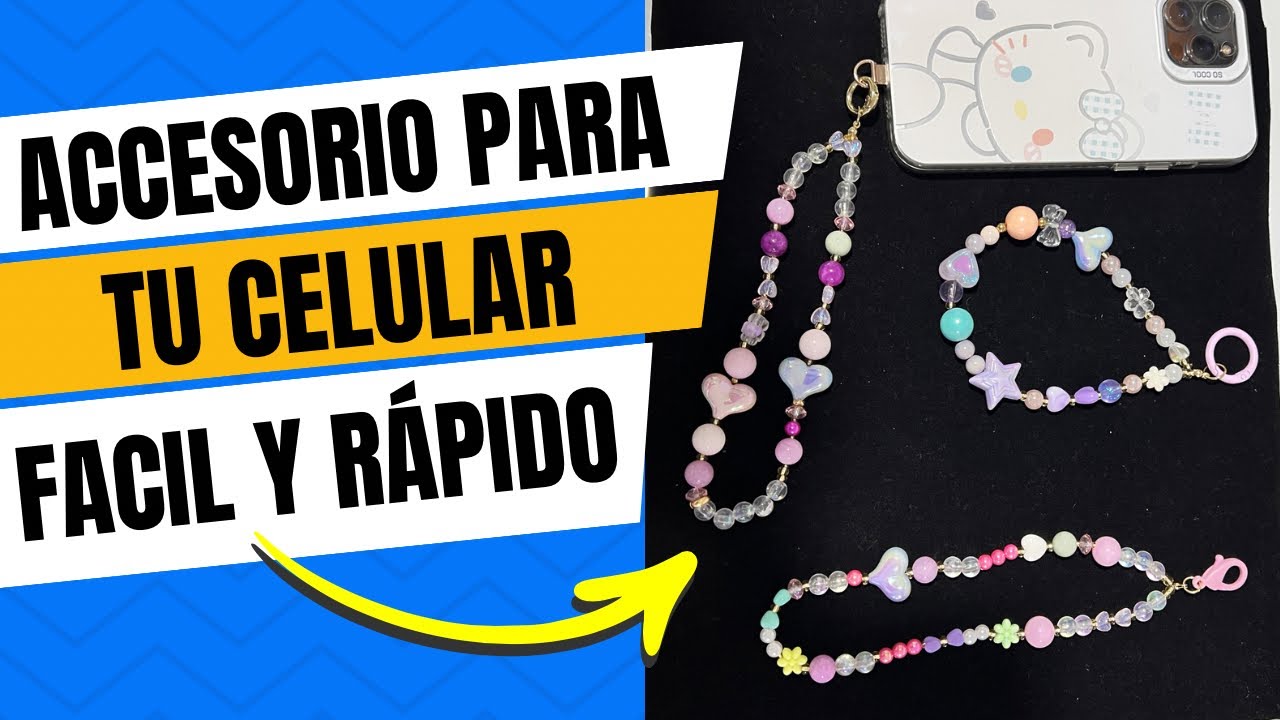 Aprende hacer colgantes para el móvil celular / Mobile phone strap, how to make step by step. 