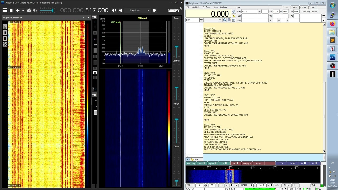 NAVTEX: 518 kHz Oostende, Belgium 2022-04-22