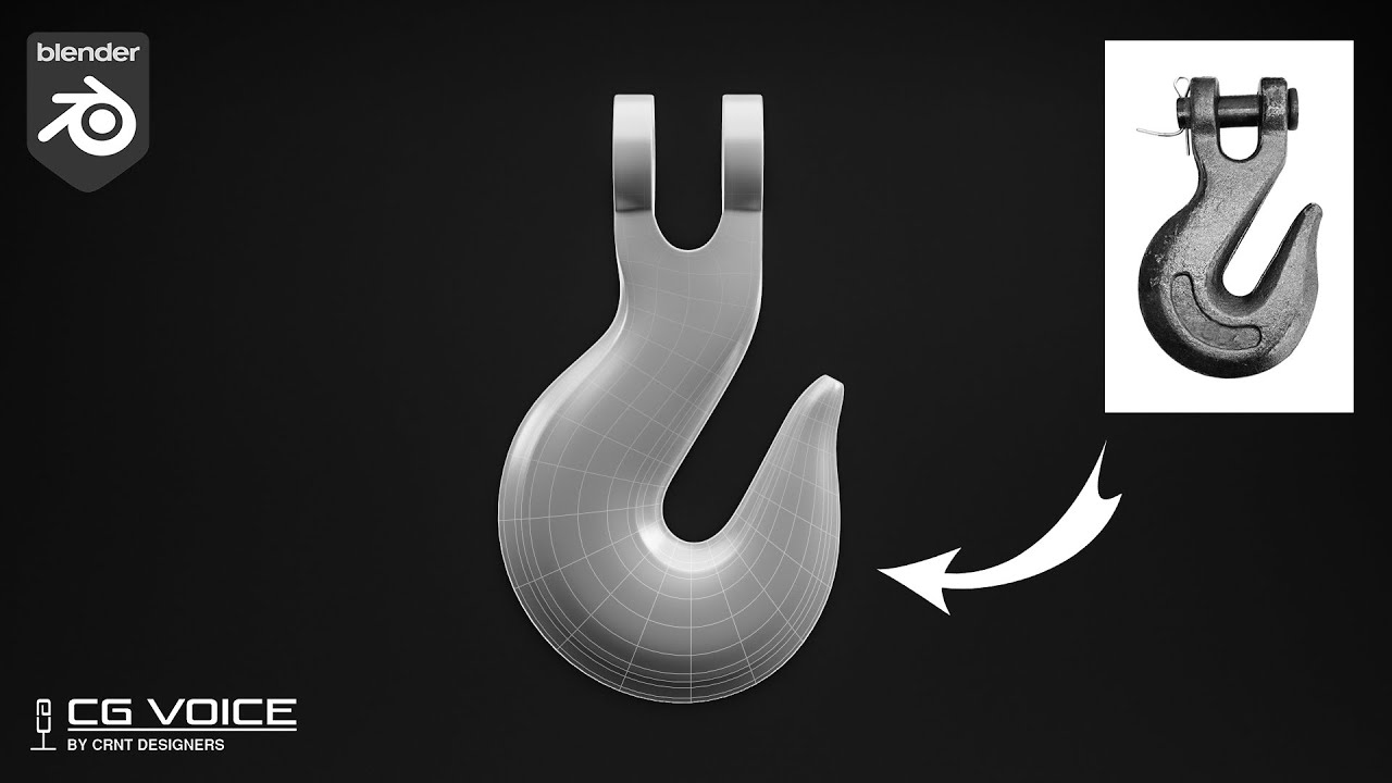 how to model this Chain Grab Hook in blender _ blender hook modeling