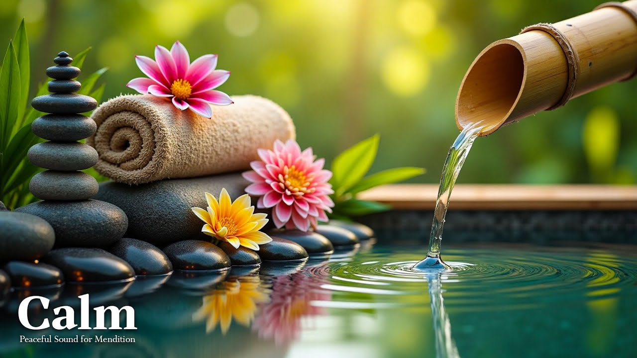 Soothing Music + Bamboo Water Sounds 🌿 Relaxing Piano for Stress Relief, Deep Sleep, Calm the Mind