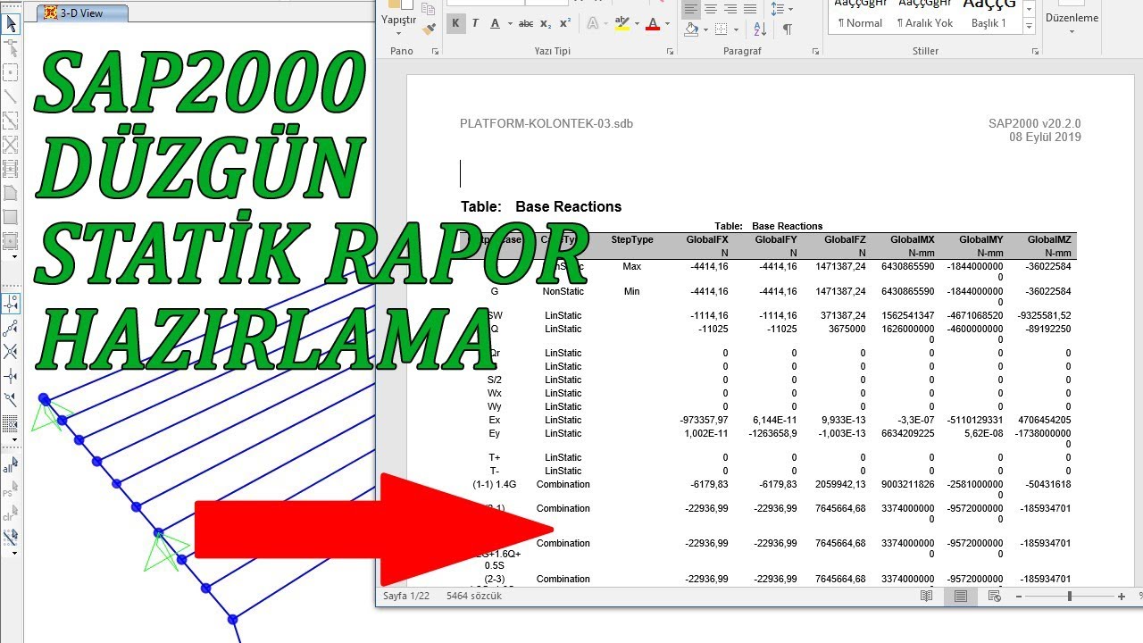 SAP2000 Statik Hesap Raporu Hazırlama - Word Dosyasına Aktarma