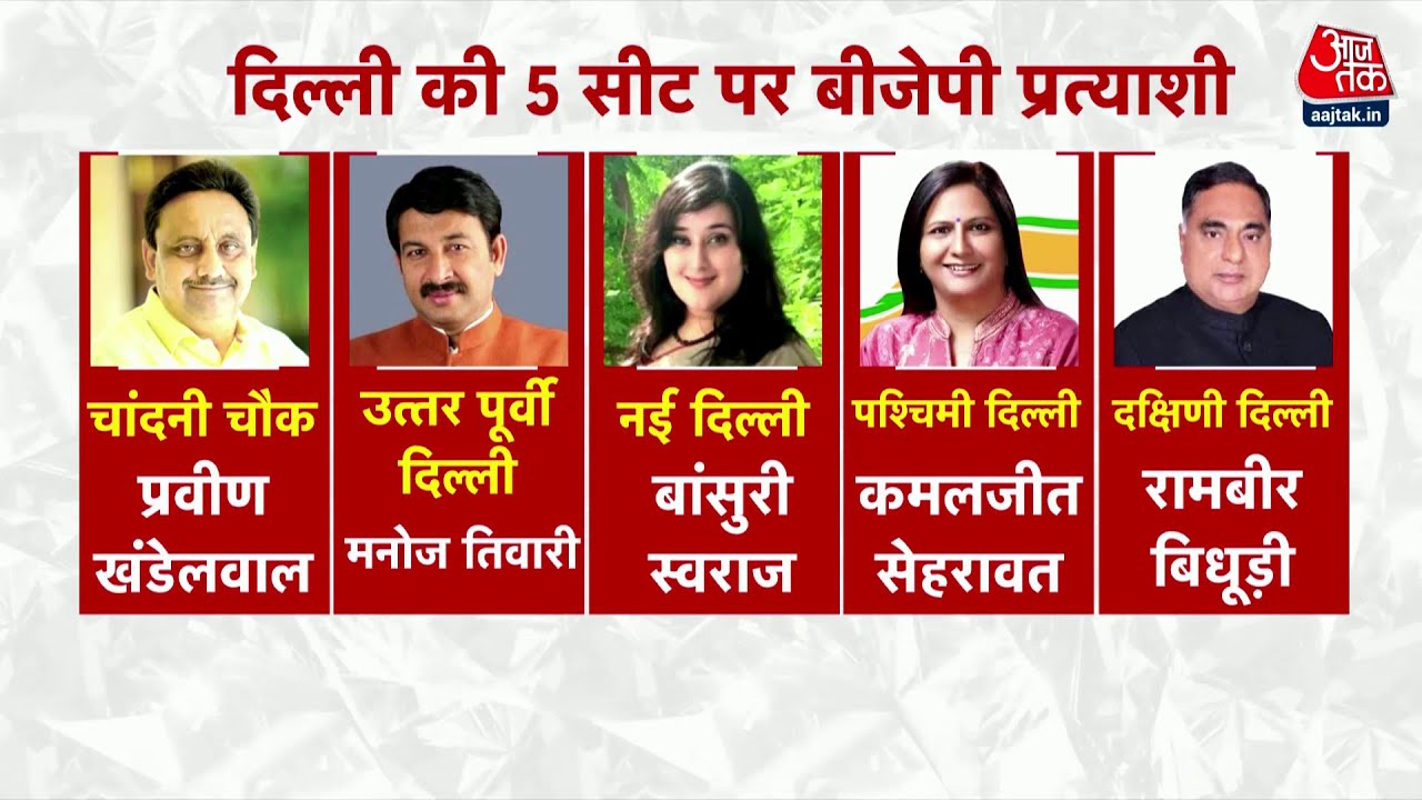BJP Candidate First List: Delhi की 5 सीटों के लिए उम्मीदवारों का ऐलान | Manoj Tiwari | Aaj Tak