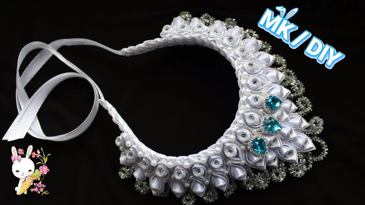 Корона для Снежной Королевы / МК канзаши DIY crown of ribbons kanzashi