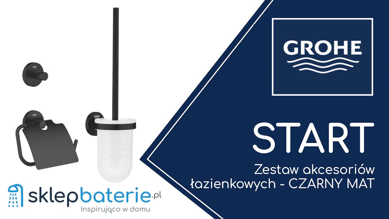 START Szczotka do WC uchwyt na papier, wieszak łazienkowy CZARNY MAT GROHE 412042430-SklepBaterie.pl