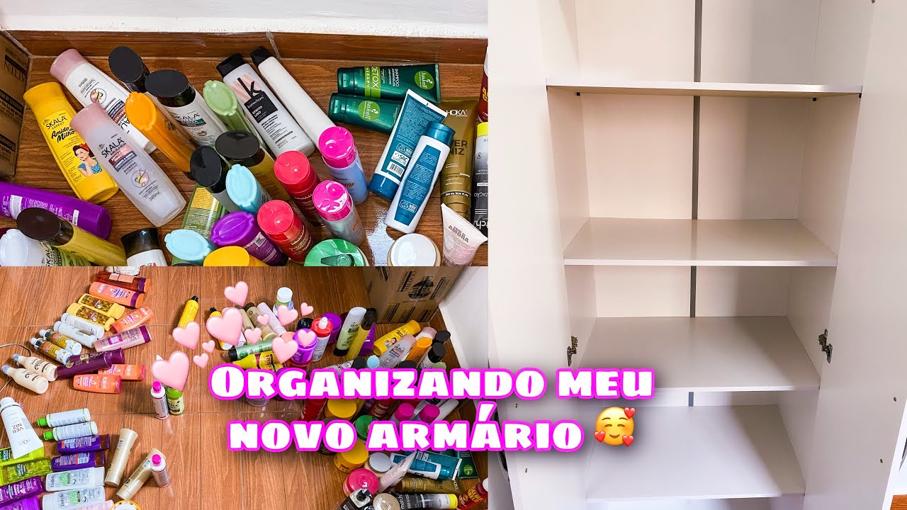 ORGANIZANDO MEUS PRODUTOS DE CABELO * armário novo *