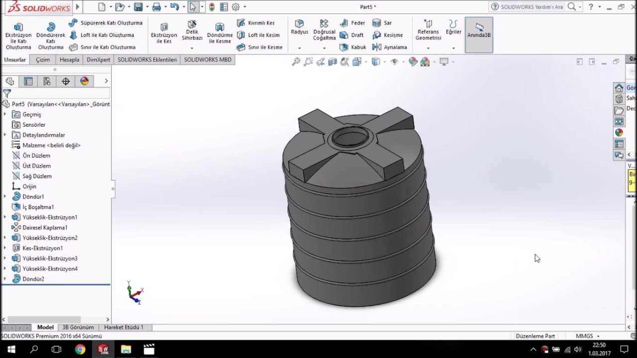 SolidWorks Su Deposu Çizimi/Tasarımı