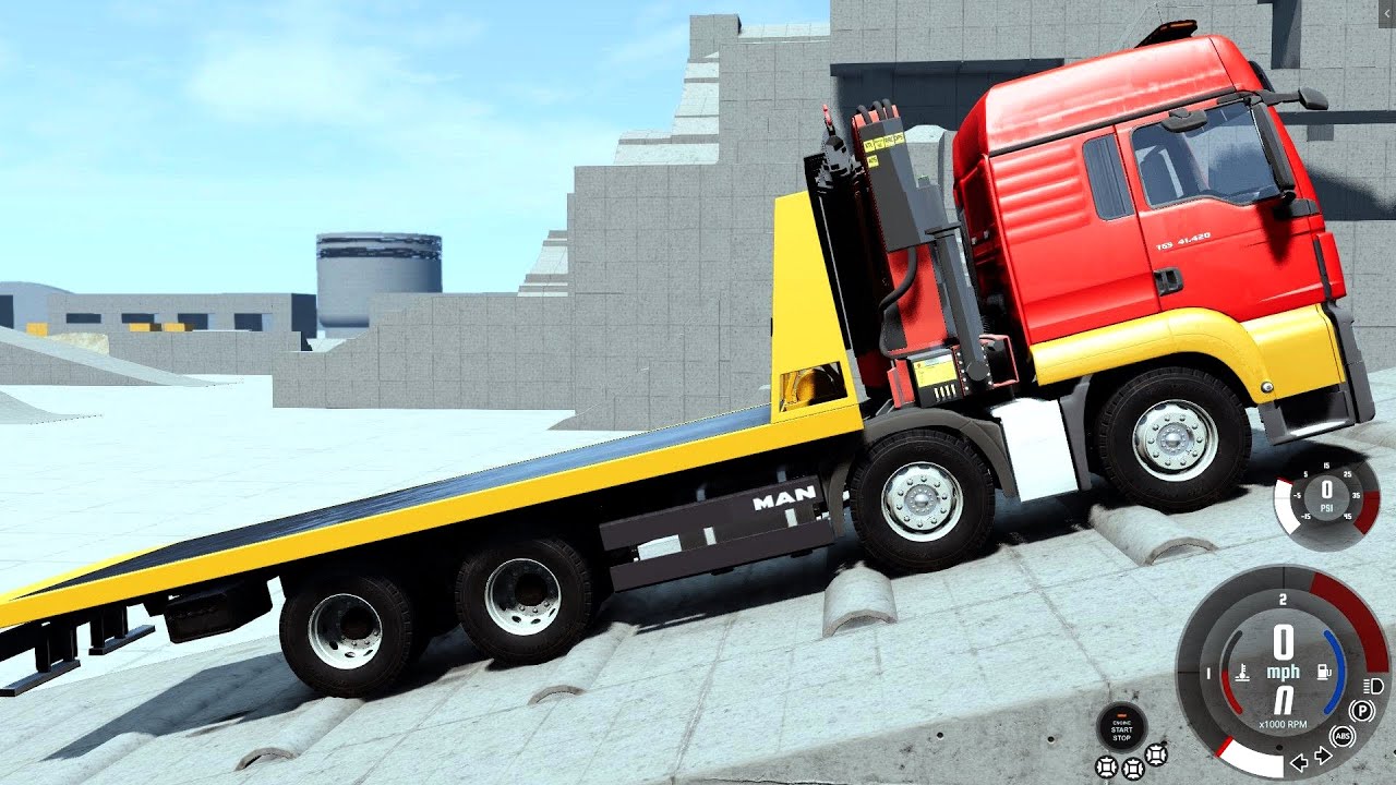 BeamNG Drive - 8x4 MAN TGS Rollback Car Transporter Suspension Testing