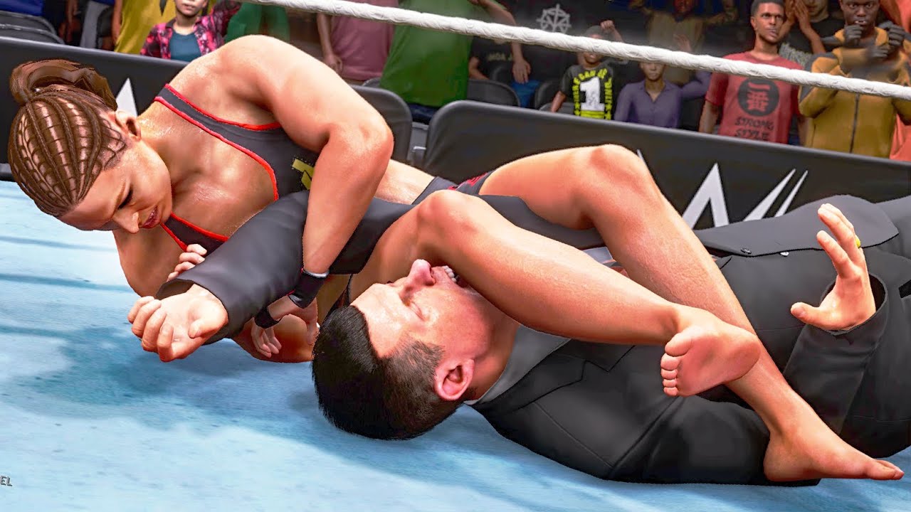 WWE 2k20: Ronda Rousey (barefoot) vs Michael Cole Intergender iron man submission match
