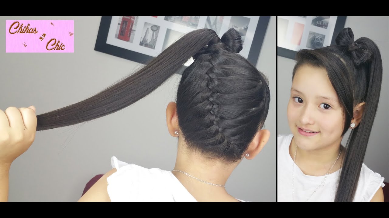 Trenza Diagonal terminada en Lazo Alto | Peinados con Trenzas | Peinados para Niñas