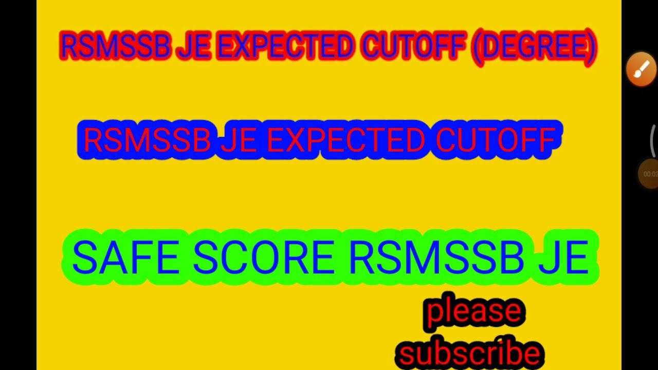 RSMSSB JE EXPECTED CUTOFF 2022 RSMSSB JE ANSWER KEY RSMSSB JE CIVIL ENGINEERING ANSWER KEY 18 may