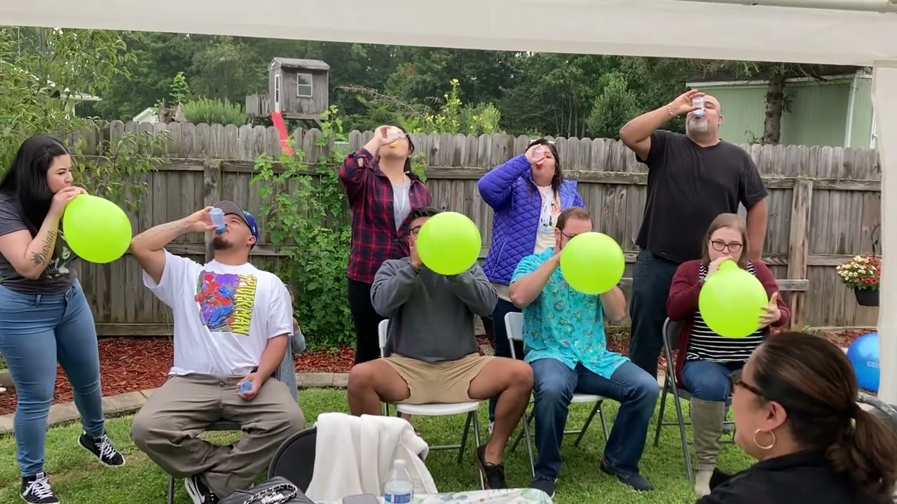 Chug and blow! Baby shower games