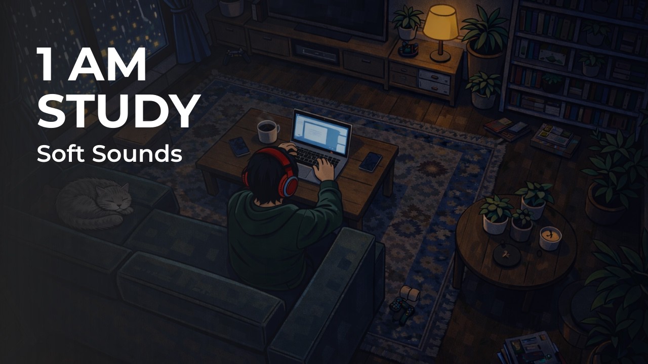 Late Night Study at 1 AM  | Focus Music | 1 Hour | Soft Sounds