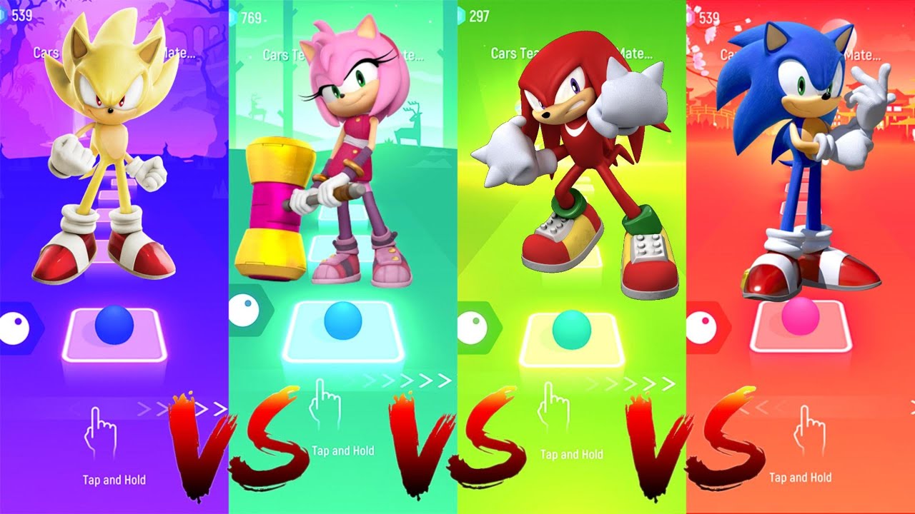 Sonic | Gold vs Amy Rose vs Knuckles vs Sonic | Tiles Hop