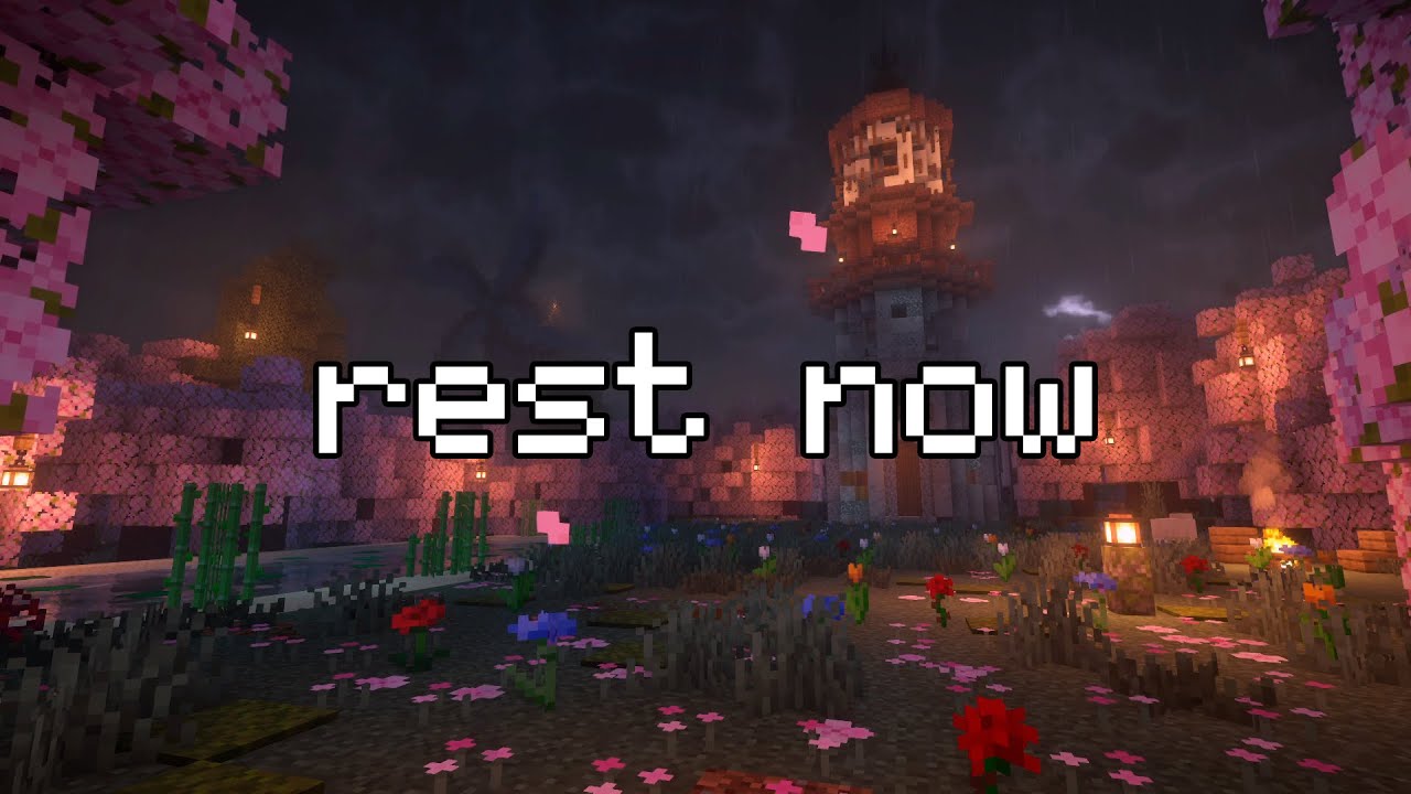 it's late, go to sleep... (minecraft music, soft rain & fire)