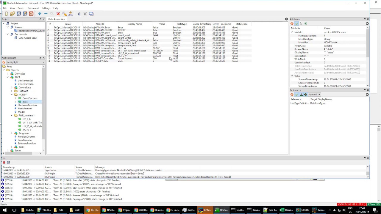 OPC UA server on BeckHoff CX5010, UaExpert, TwinCat2
