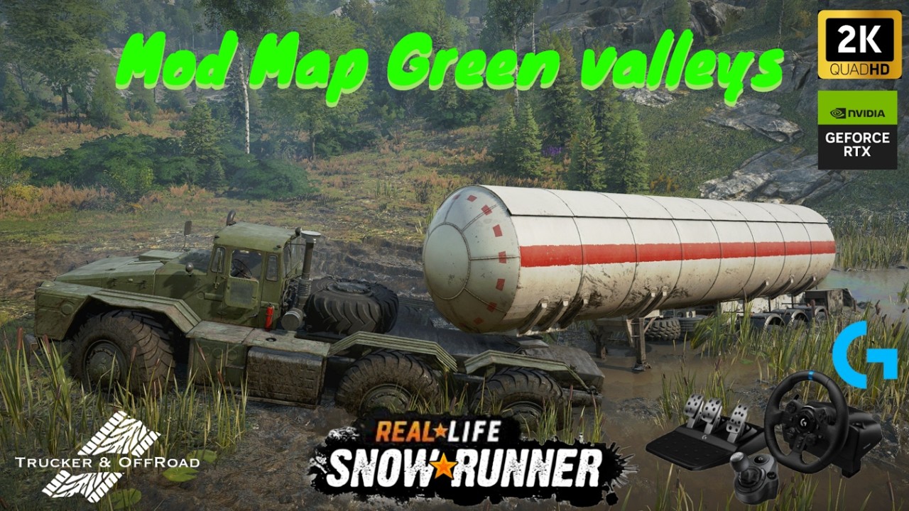 Snowrunner. Мод карта Green valleys автор JEANLUKY/RealLife mod+privat mod+Heavy stones++V2+Mud mod