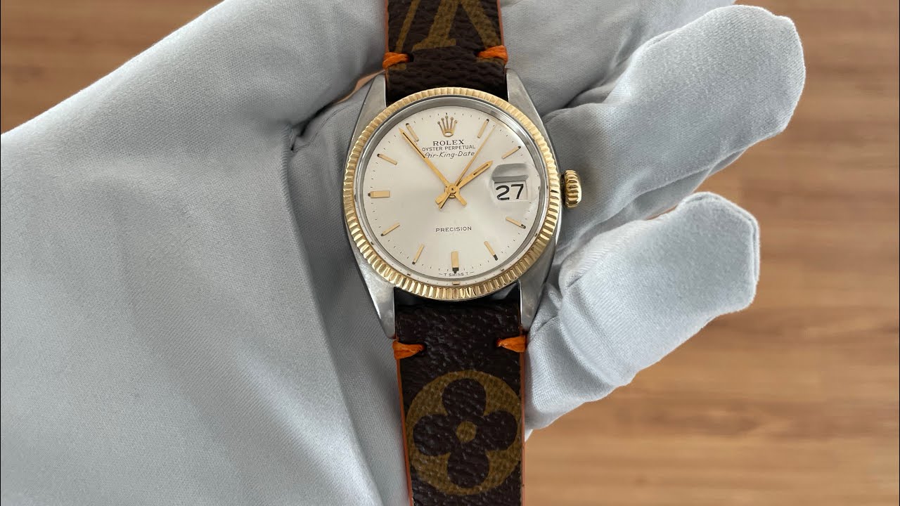 Rolex Precision Air-King date 5701 automatic unisex watch gold and steel 34 mm