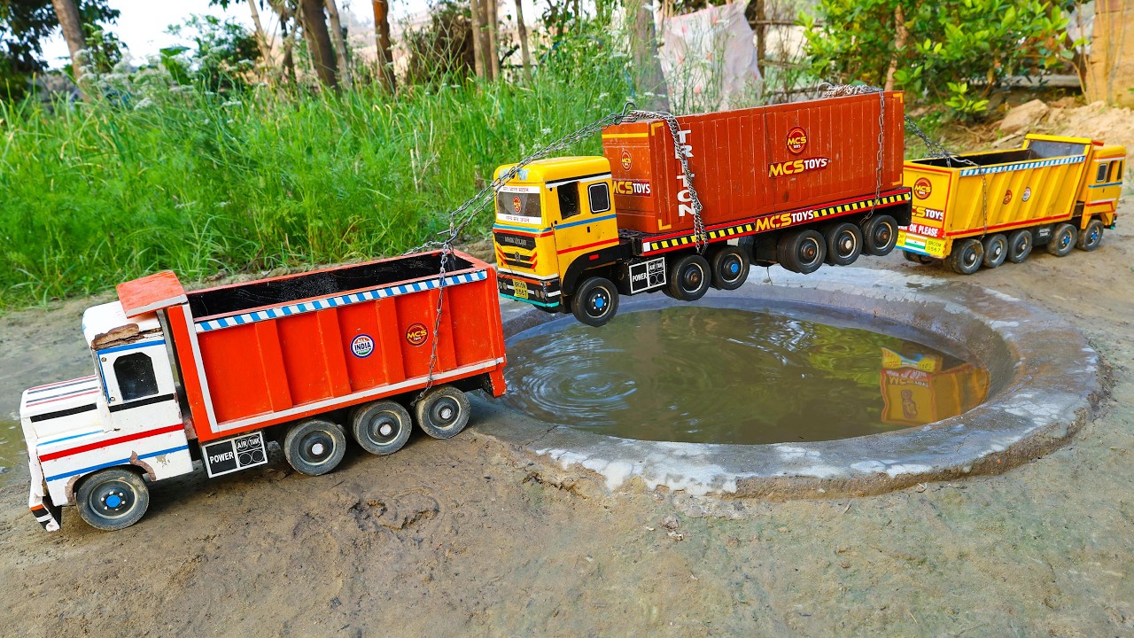 TATA Container Accident Pound Pulling Out Ashok Leyland Truck Dumper | Jcb Cartoon Video | Jcb Video
