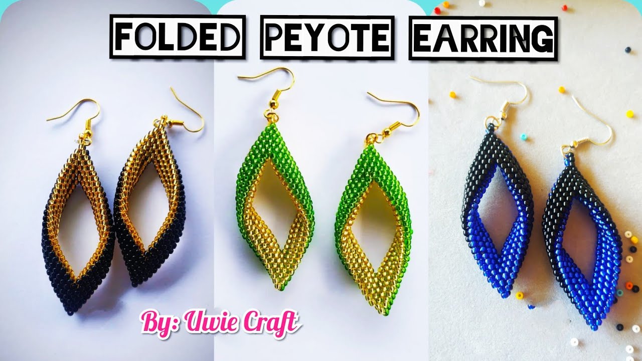 Beading Tutorial: How to make FOLDED PEYOTE EARRING//Learn Peyote Stitch//Seed Bead Earring Tutorial