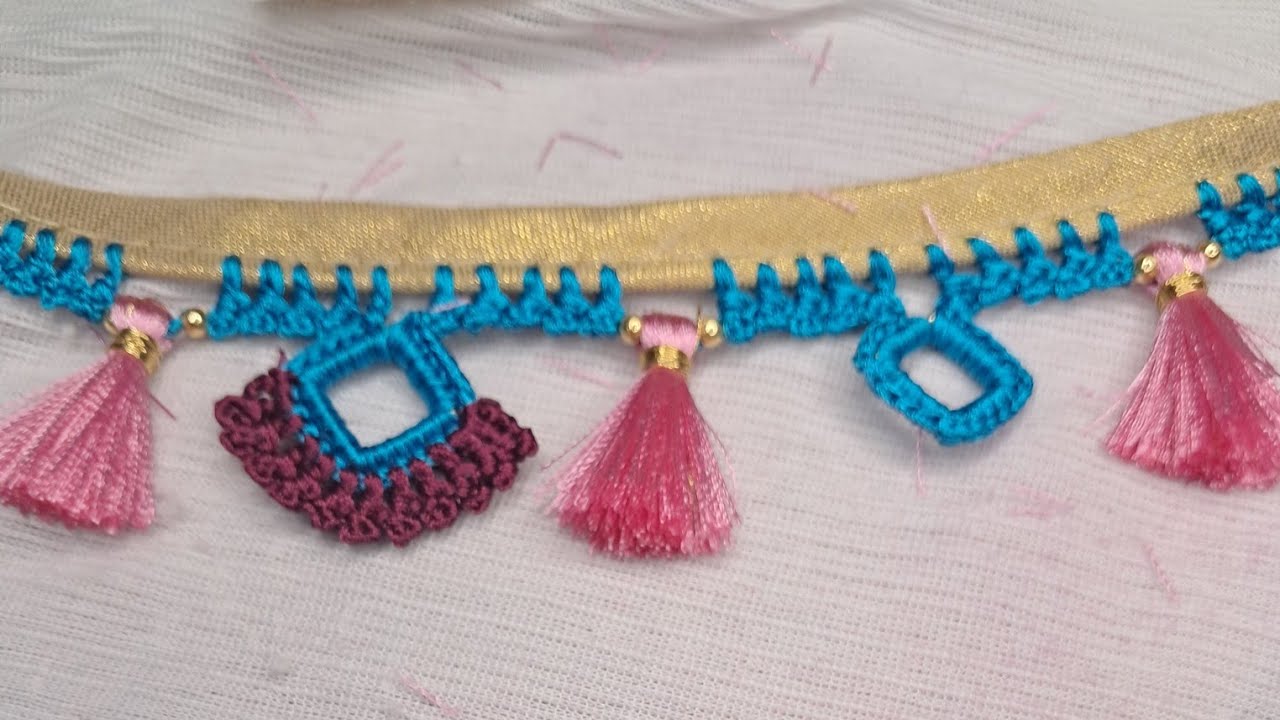square beads saree kuchu making video 