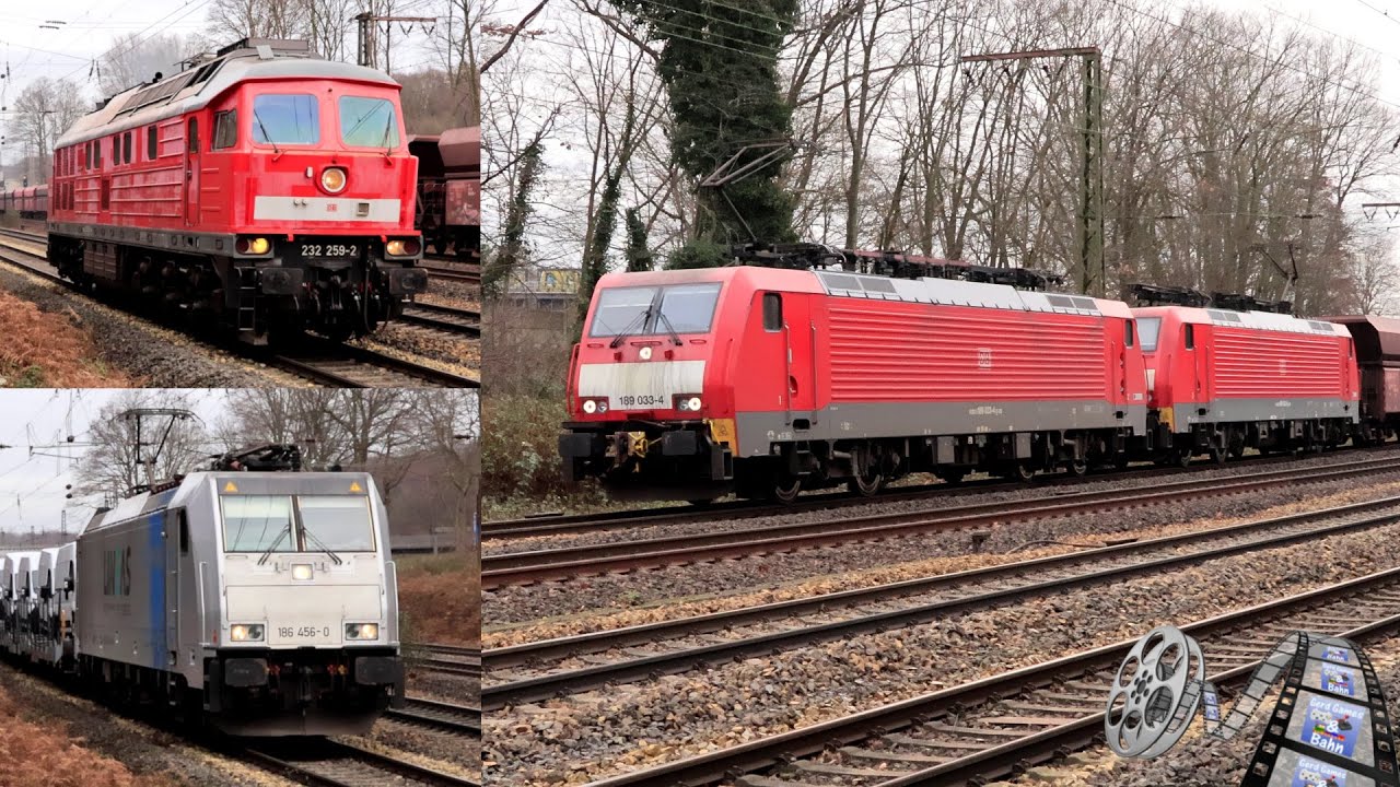 Trainspotting #999 - 4k60 - Zugbegegnungen BR186 456-0 und 2xBR189 und DB Cargo Ludmilla BR232 259-2